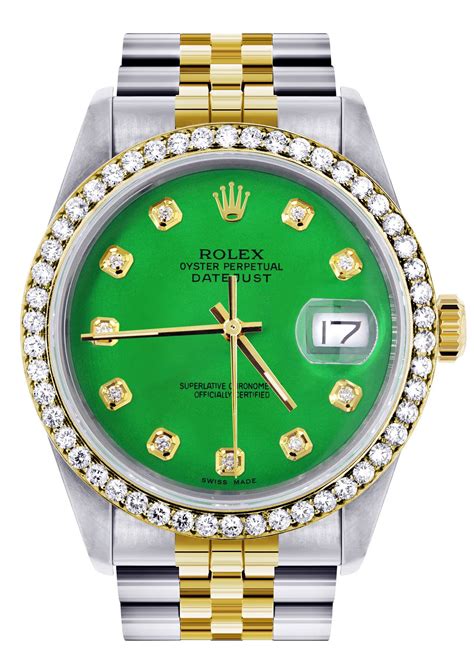 gold rolex green face womens